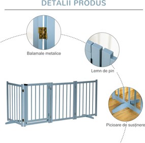 PawHut Poartă de Siguranță Pliabilă pentru Câini Talie Mică/Medie 237.5x36x80 cm Gri | Aosom Romania
