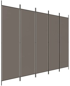 350204 vidaXL Paravan de cameră cu 5 panouri, antracit, 250 x 220 cm, textil