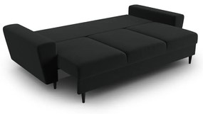 Canapea neagră extensibilă, cu spațiu de depozitare cu tapițerie din catifea 235 cm Kyoto – Cosmopolitan Design