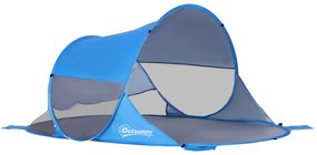 Outsunny Cort de plajă cort de plajă pliabil pop-up automat cu protecție UV fereastră în spate covoraș mare albastru cer | Aosom Romania