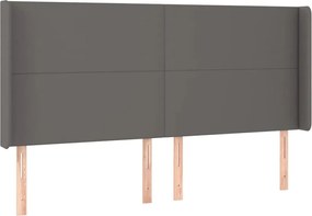 vidaXL Tăblie de pat cu aripioare gri 203x16x118/128 cm piele eco