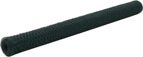vidaXL Plasă de sârmă găini, verde, 25 x 1,5 m, oțel cu înveliș PVC