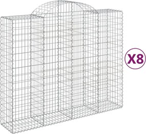 vidaXL Coșuri gabion arcuite 8 buc, 200x50x160/180 cm, fier galvanizat