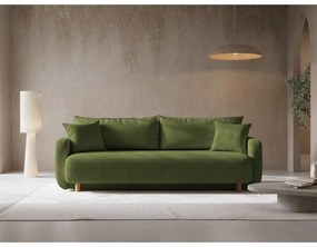 Canapea verde extensibilă, cu spațiu de depozitare 231 cm Elen – Micadoni