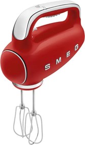 Mixer manual SMEG 50's Style HMF01RDEU, 250 W, 9 viteze, Functie Turbo, Afisaj LED, Timer, Accesorii, Rosu