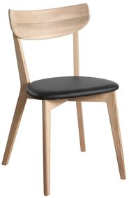 Scaun de dining din lemn de stejar cu șezut negru Rowico Amia, maro