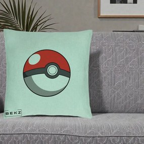 Perna Personalizata Pokeball Rosie, 40x40 cm, Verde Menta, Husa Detasabila, Perna Inclusa, BEKZ®