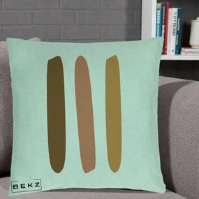 Perna Decorativa Abstract Linii Terracotta, 40x40 cm, Verde Menta, Husa Detasabila, Perna Inclusa, BEKZ®