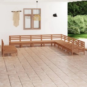 3083147 vidaXL Set mobilier de grădină, 11 piese, maro miere, lemn masiv pin