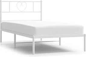 vidaXL Cadru de pat din metal cu tăblie, alb, 100x200 cm