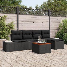 vidaXL Set de canapele pentru grădină 6 pcs Negru