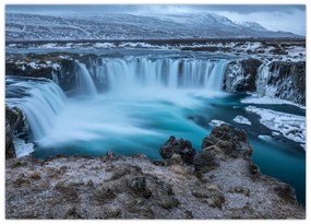 Tablou pe sticlă - Priveliște la cascade (70x50 cm)