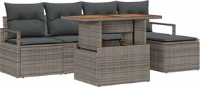 vidaXL Set de canapele pentru grădină 6 pcs Gri Rattan poli