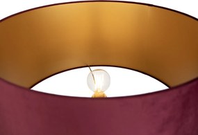 Lampă de podea neagră tip trepied cu abajur roșu cu interior auriu 50cm - Puros