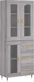 vidaXL Dulap înalt, gri sonoma, 69,5x34x180 cm, lemn compozit