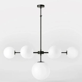 Candelabru din alama cu sfere albe din sticla Musa