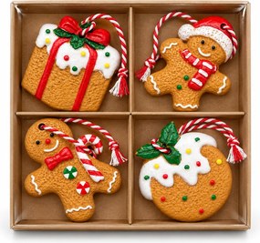 Set de 4 bucati ornamente de Craciun COOKIE CHRISTMAS 6 cm