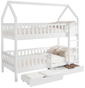 Pat etajat pentru copii 90 cm Virtuoso (alb) (cu somieră) (cu sp. depozitare). 1116555