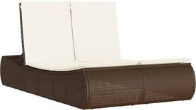 vidaXL Șezlong dublu cu perne, maro, poliratan