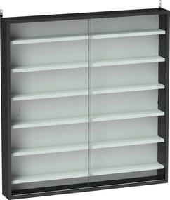 HOMCOM Dulap Tip Vitrină de Expoziție cu Rafturi Reglabile, Montată pe Perete, Negru | Aosom Romania