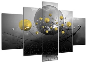 Tabloul cu bile abstracte aurii (150x105 cm)