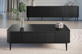 Măsuță de cafea Vesper 103x60 cm cu sertar - negru / picioare negre