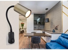 Aplică pentru priză Globo 57911DPM ROBBY 1xGU10/25W/230V negru/alamă