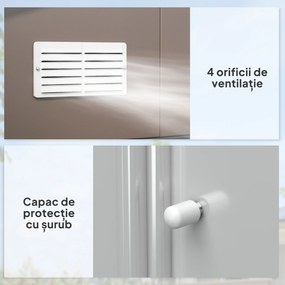 Outsunny Magazie de Grădină 8.3m² din Oțel Zincat, Uși Duble Glisante, 277x322x192 cm, Maro | Aosom Romania