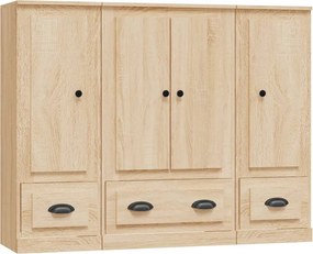 vidaXL Dulapuri înalte, 3 buc., stejar sonoma, lemn prelucrat