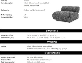 Fotoliu elegant design LUX Urbano, Boucle sonata black