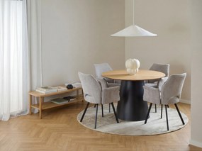 MAZZONI EXPORT BOSCO Stejar natural/picior negru - MASĂ ROTUNDĂ 120 cm PENTRU BUCĂTĂRIE SUFRAGERIE SALON FURNIR