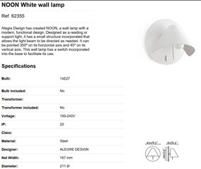 Aplica moderna directionabila NOON White 62355