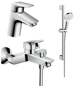 Set baterie lavoar, baterie cada si set de dus, crom, Hansgrohe Logis New