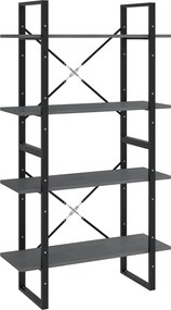 vidaXL Bibliotecă cu 4 rafturi, gri, 80x30x140 cm, lemn masiv de pin