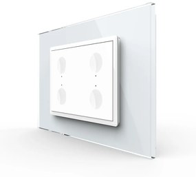 Intrerupator cvadruplu cap scara / cap cruce wireless cu touch Livolo cu rama din sticla, standard Italian – Serie noua