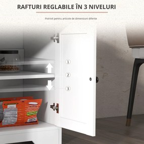 HOMCOM Bufet mobilier de depozitare dulap de bucătărie stil rustic 2 sertare și 2 dulapuri rafturi la înălțimi reglabile alb | Aosom Romania
