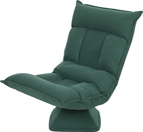 HOMCOM Fotoliu de podea cu spătar reglabil în 5 trepte, rotativ, fotoliu modern tapițat, Verde | Aosom Romania
