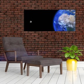 Tablou - Luna și Pământul (120x50 cm)