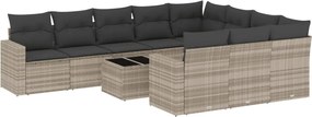 vidaXL Set canapele de grădină cu perne, 11 piese, gri, poliratan