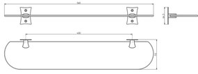 Raft din sticlă METAFORM CC015 Rebecca 56 cm ,negru