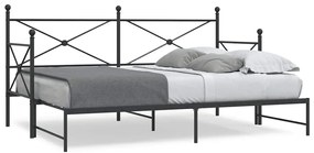 vidaXL Pat de zi cu șutul fără saltea Negru 90x190 cm Oțel