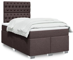 vidaXL Pat box spring cu saltea, maro închis, 120x190 cm, textil