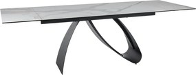 Masa extensibila DIUNA, alb/negru, sticla securizata/ceramica/metal, 1