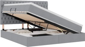 vidaXL Pat cu saltea și LED cu led Gri deschis 160 x 200 cm Poliester