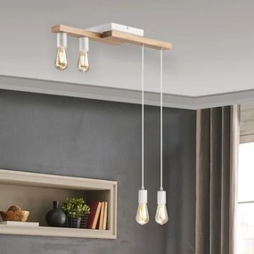 Lustră pe cablu CORTINA 4xE27/15W/230V alb/stejar