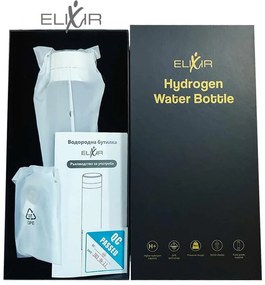 Sticla pentru apa portabila cu hidrogen Elixir, 1.2W, Baterie 1800 mAh, 260 ml, Afisaj OLED, Incarcare USB, Argintiu