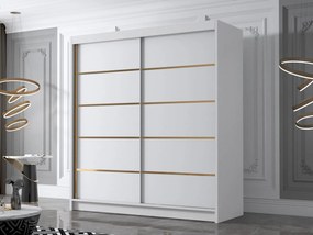 Dulap de haine cu uși culisante Bratoke IV 180 (Alb + auriu) . Promo -17%. 1105692