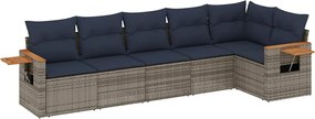 vidaXL Set canapele de grădină cu perne, 6 piese, gri, poliratan