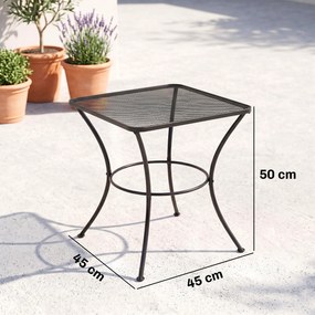 Outsunny Masuta pentru Gradina din Otel cu Blat Perforat, Masuta Patrata pentru Exterior 45x45x50 cm, Negru | AOSOM RO