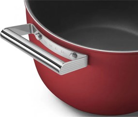 Oala cu capac SMEG CKFC2611RDM, 7,7 l, Ø26 cm, Acoperire cu teflon, Pana la 250°C, Inductie, Rosu